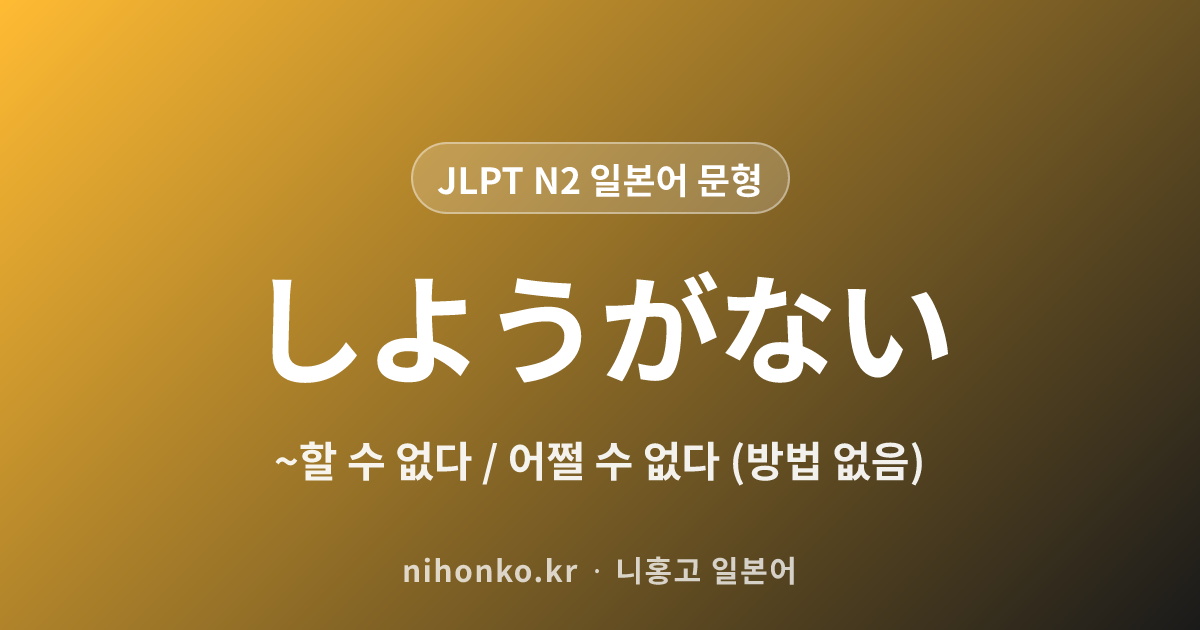 ~しようがない - JLPT N2 일본어 문법 문형