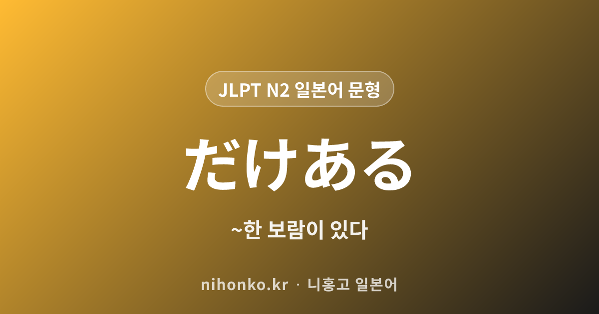 だけある - JLPT N2 일본어 문법 문형