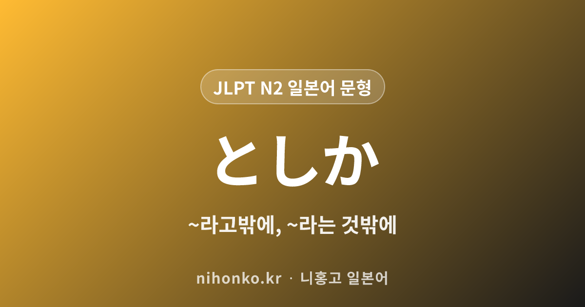 ~としか - JLPT N2 일본어 문법 문형