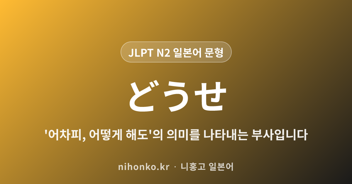 どうせ - JLPT N2 일본어 문법 문형