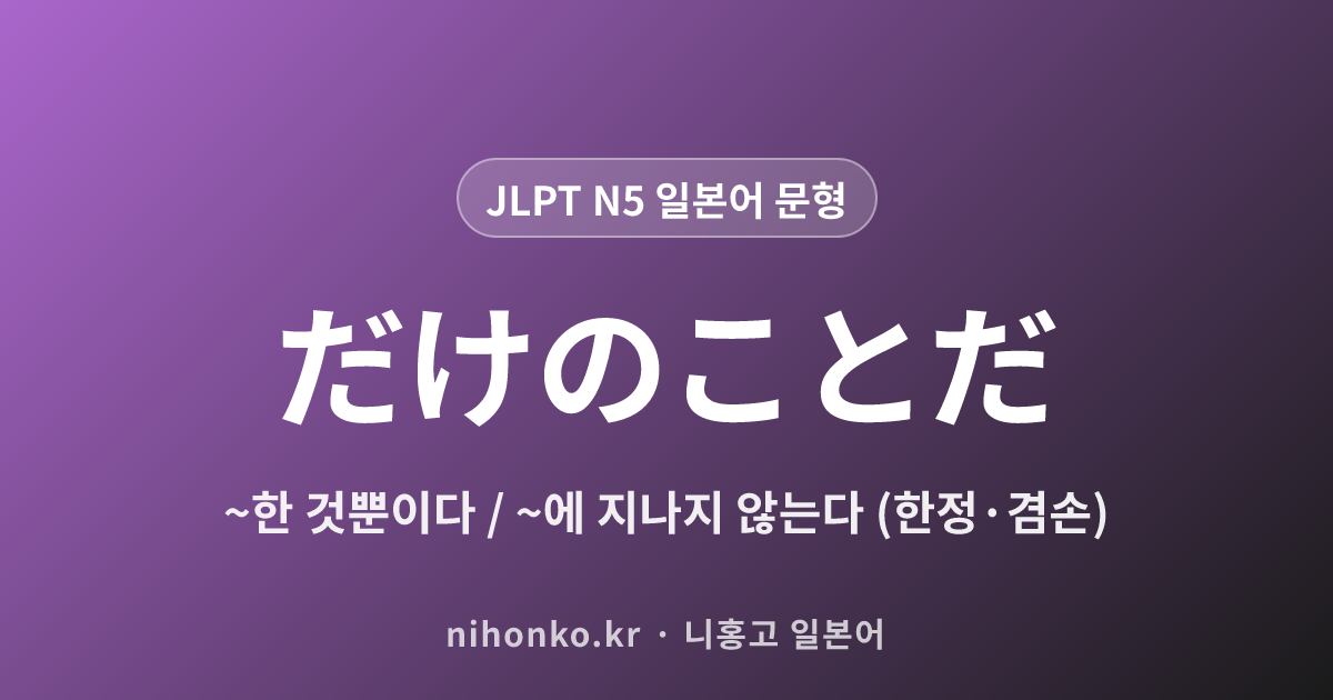 だけのことだ - JLPT N5 일본어 문법 문형