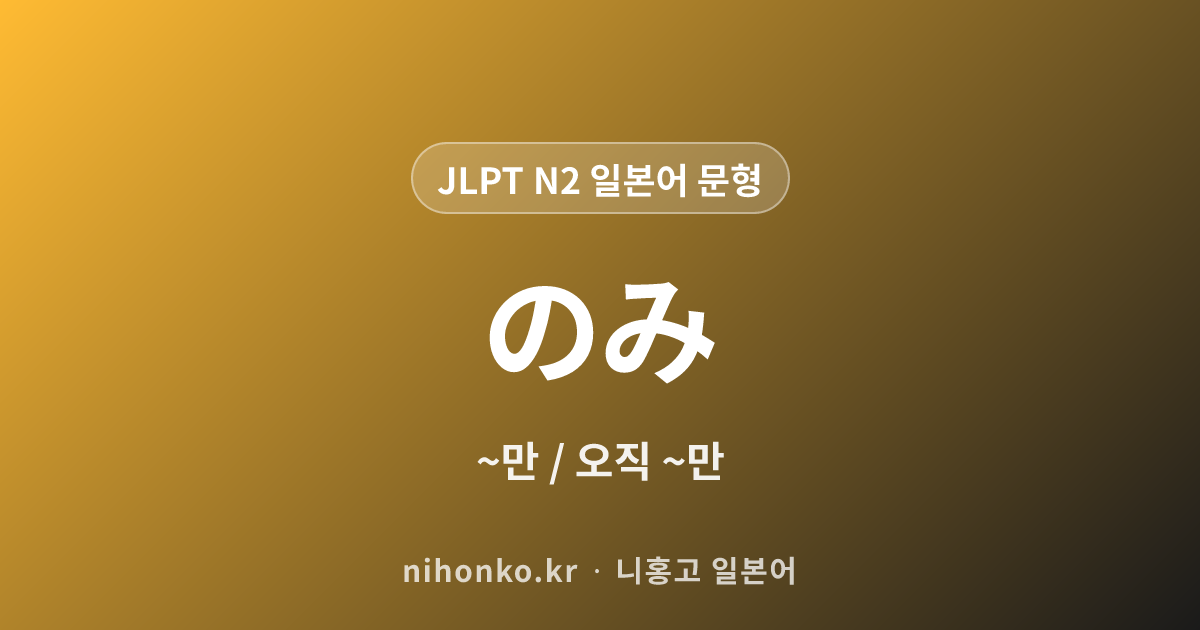 のみ - JLPT N2 일본어 문법 문형