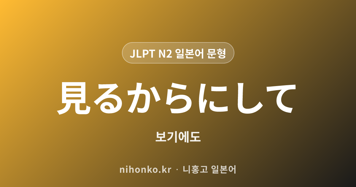 ~見るからにして - JLPT N2 일본어 문법 문형