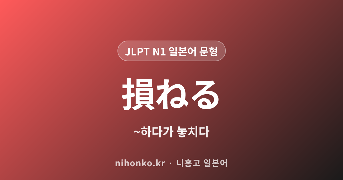 ~損ねる - JLPT N1 일본어 문법 문형