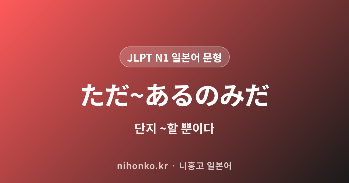 ただ~あるのみだ - JLPT N1 일본어 문법 문형