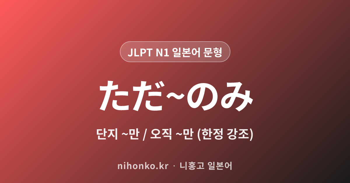 ただ~のみ - JLPT N1 일본어 문법 문형