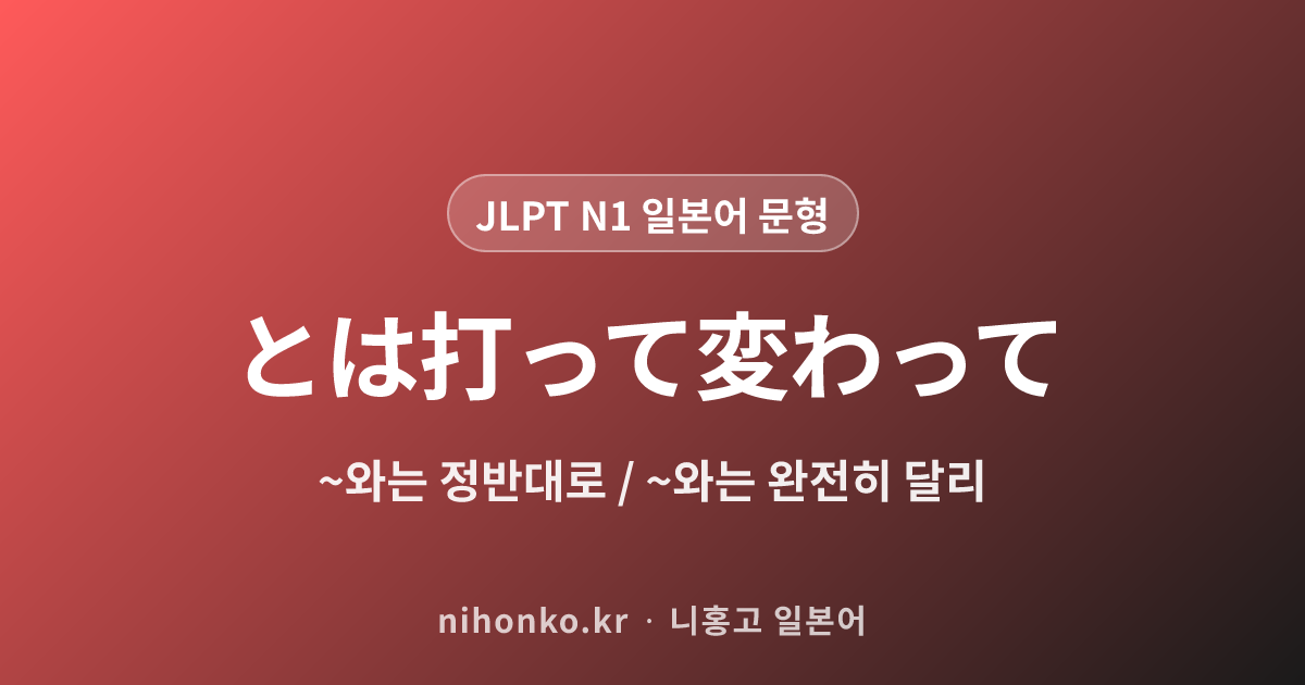 ~とは打って変わって - JLPT N1 일본어 문법 문형