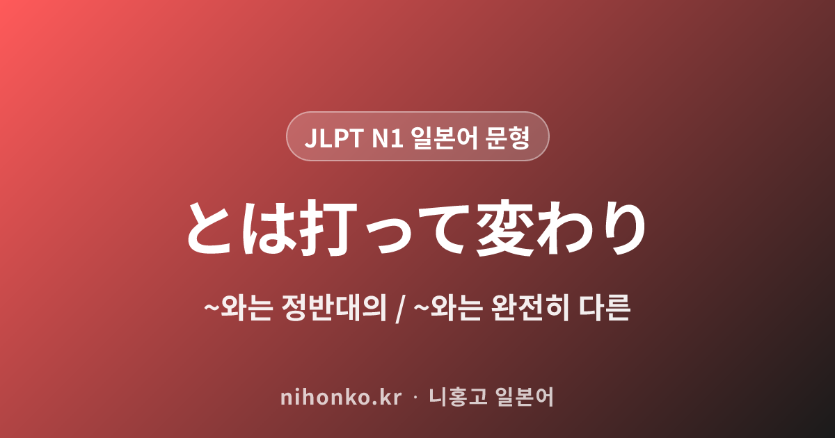 ~とは打って変わり - JLPT N1 일본어 문법 문형