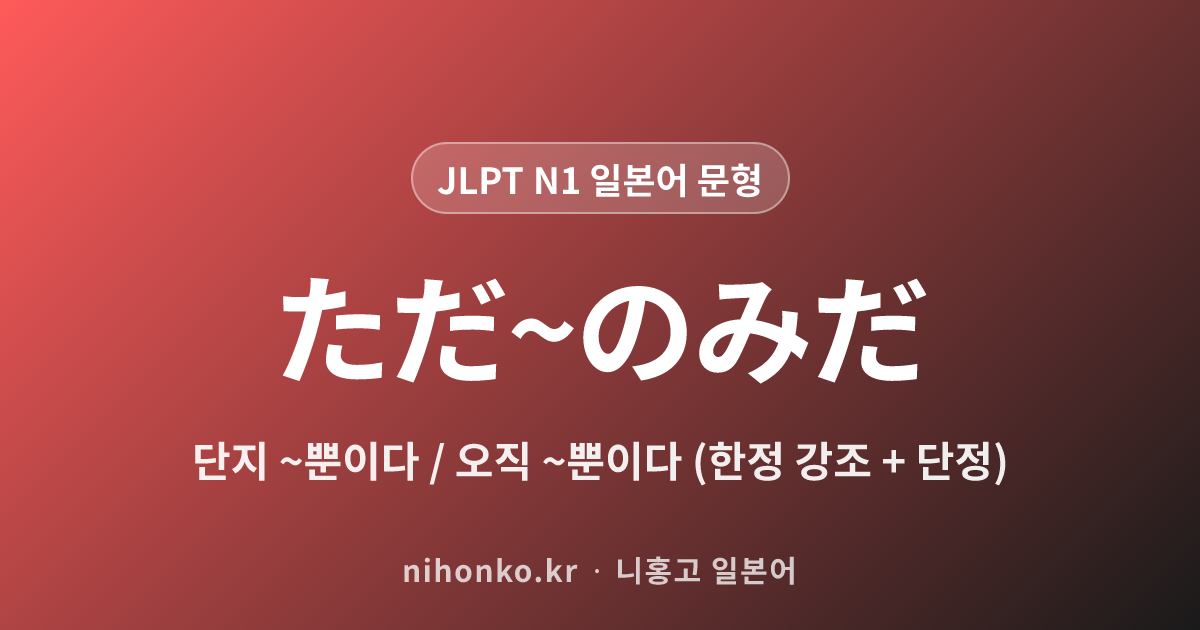 ただ〜のみだ - JLPT N1 일본어 문법 문형