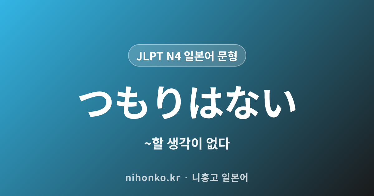 ~つもりはない - JLPT N4 일본어 문법 문형