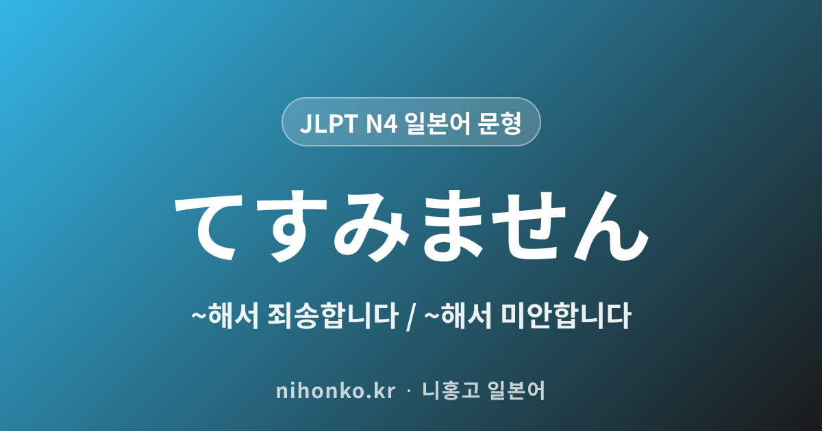 〜てすみません - JLPT N4 일본어 문법 문형