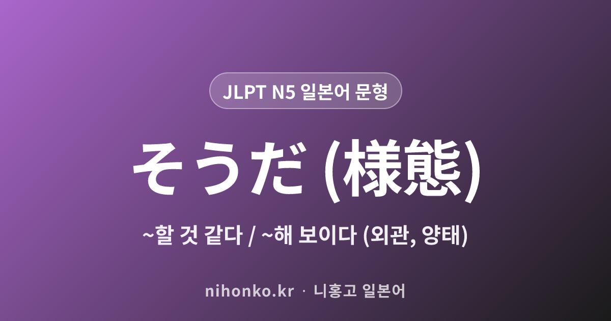 〜そうだ (様態) - JLPT N5 일본어 문법 문형