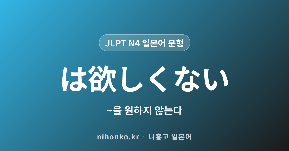 は欲しくない - JLPT N4 일본어 문법 문형
