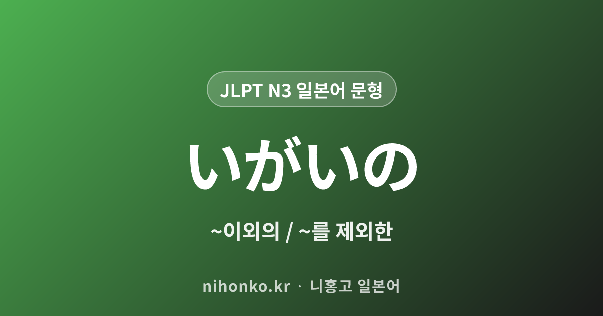 〜以外の - JLPT N3 일본어 문법 문형