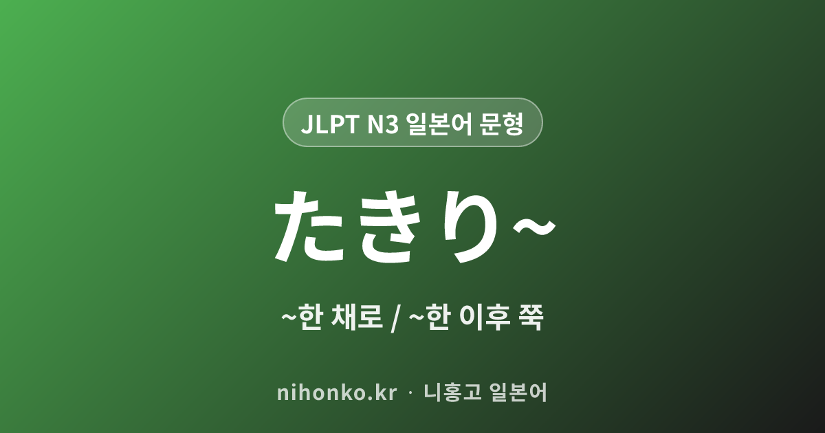 〜たきり - JLPT N3 일본어 문법 문형