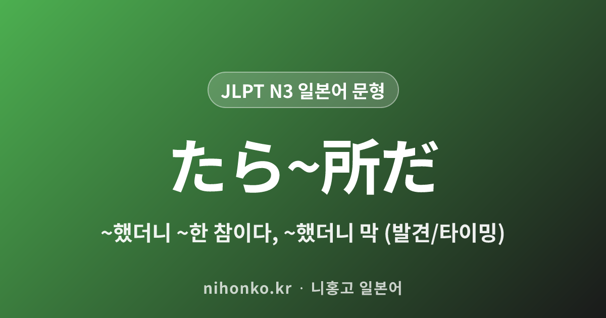 〜たら〜ところだ - JLPT N3 일본어 문법 문형