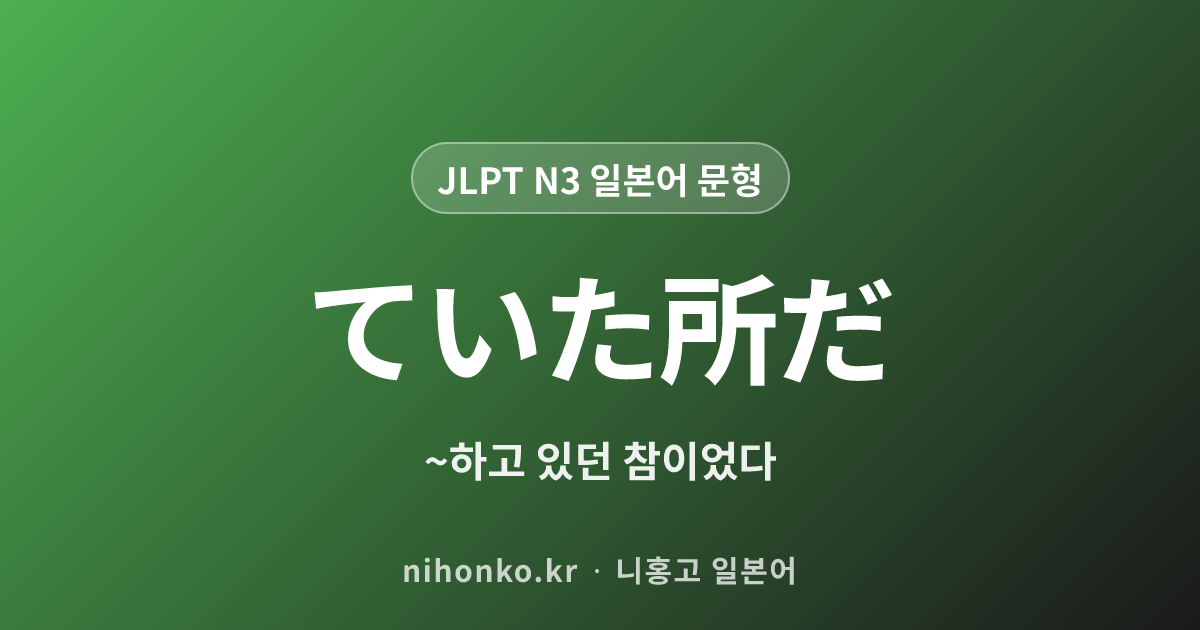 〜ていたところだ - JLPT N3 일본어 문법 문형