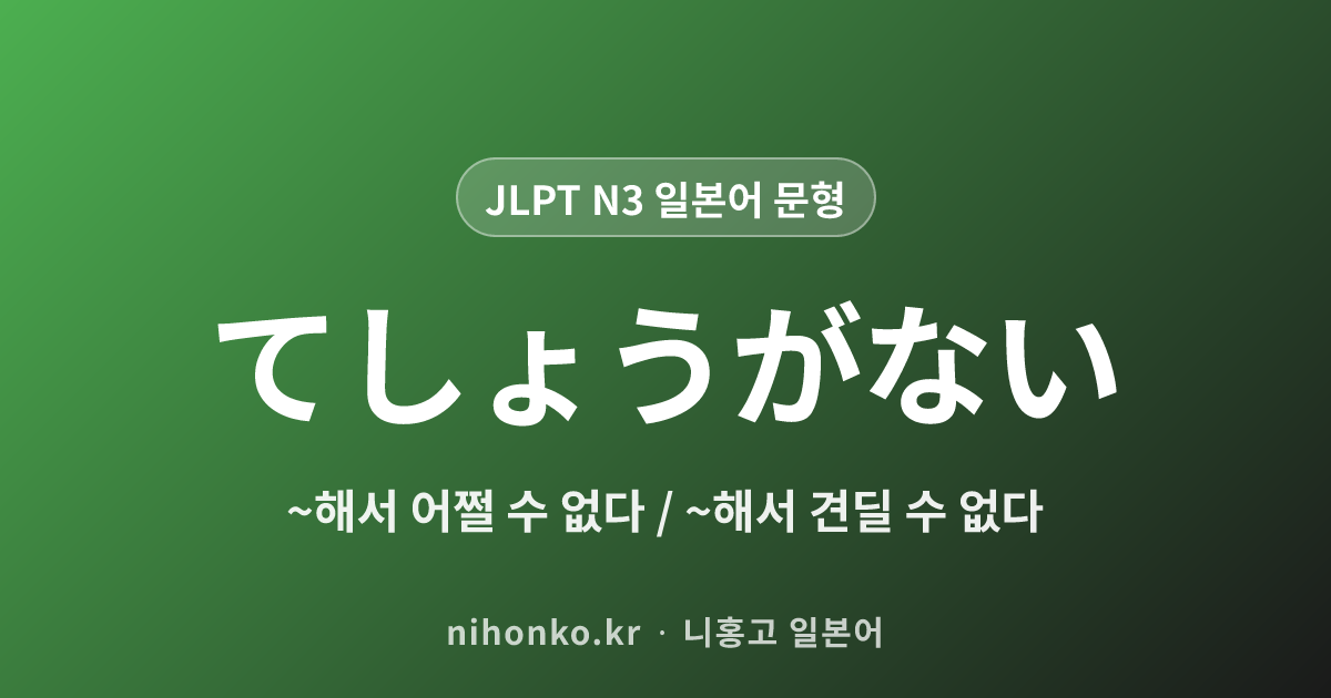 てしょうがない/てしようがない - JLPT N3 일본어 문법 문형