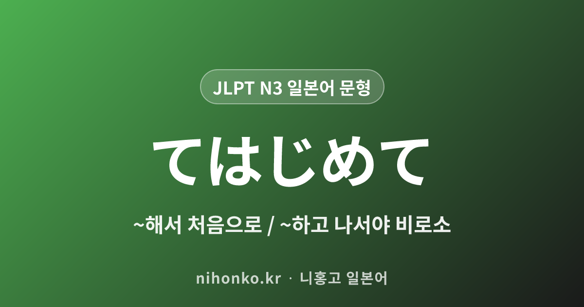 ~てはじめて - JLPT N3 일본어 문법 문형
