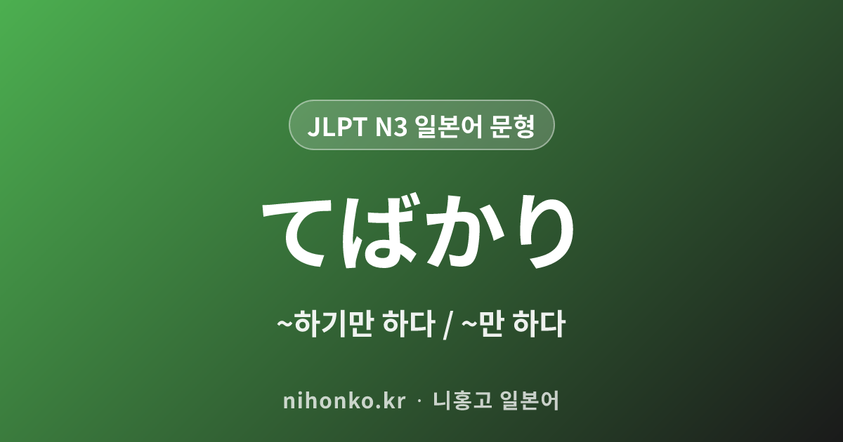 ~てばかり - JLPT N3 일본어 문법 문형