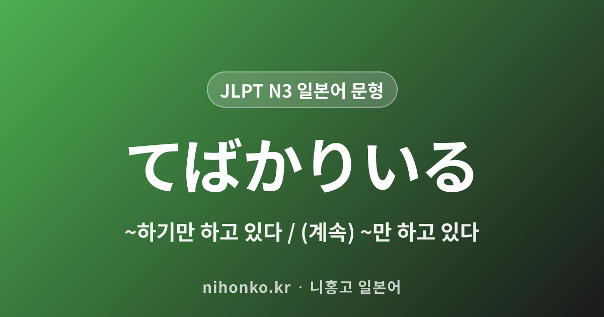 〜てばかりいる - JLPT N3 일본어 문법 문형