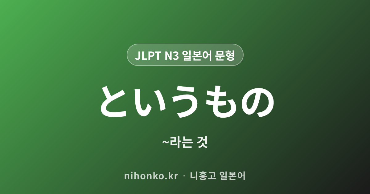 ~というもの - JLPT N3 일본어 문법 문형