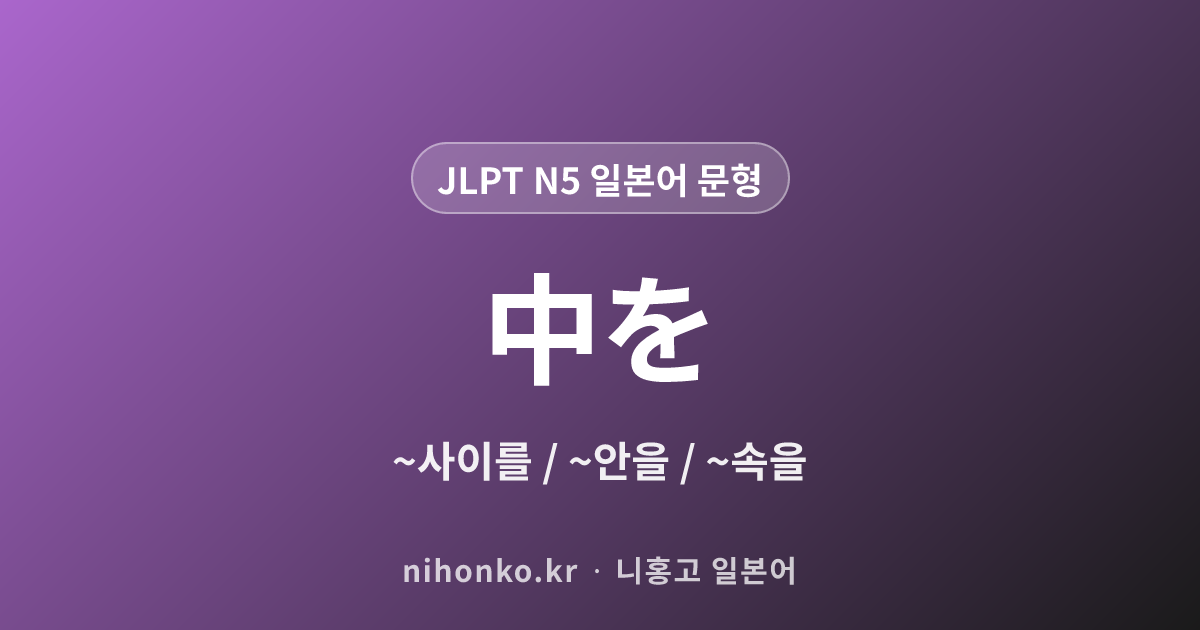 中を - JLPT N5 일본어 문법 문형