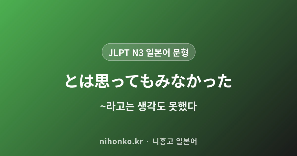 ~とは思ってもみなかった - JLPT N3 일본어 문법 문형