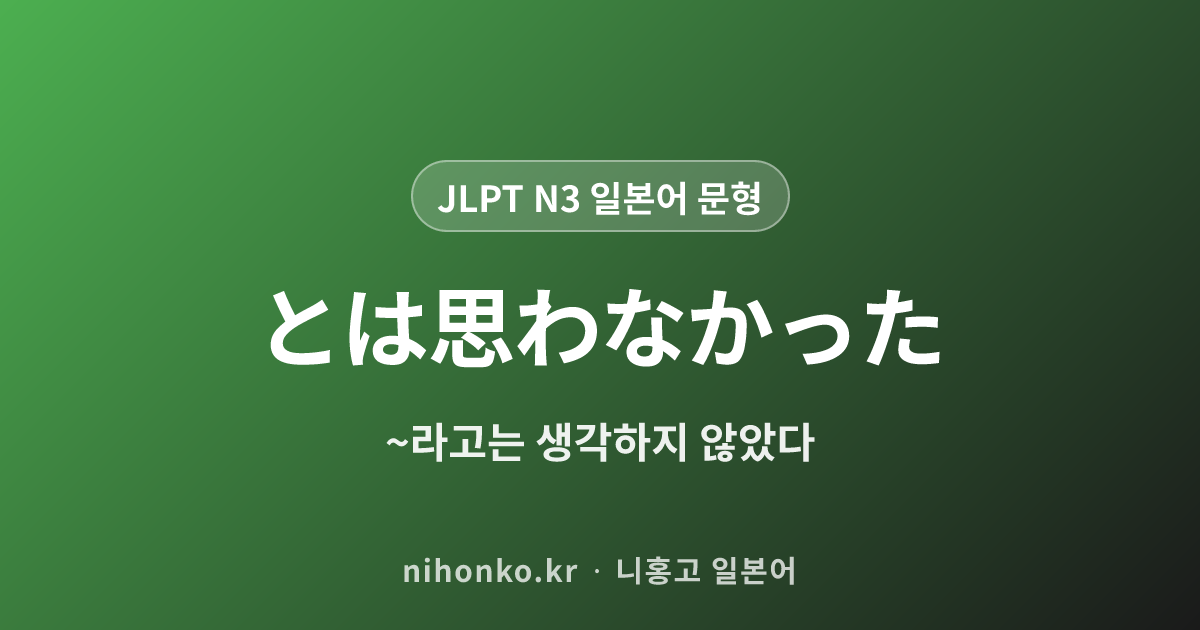 ~とは思わなかった - JLPT N3 일본어 문법 문형