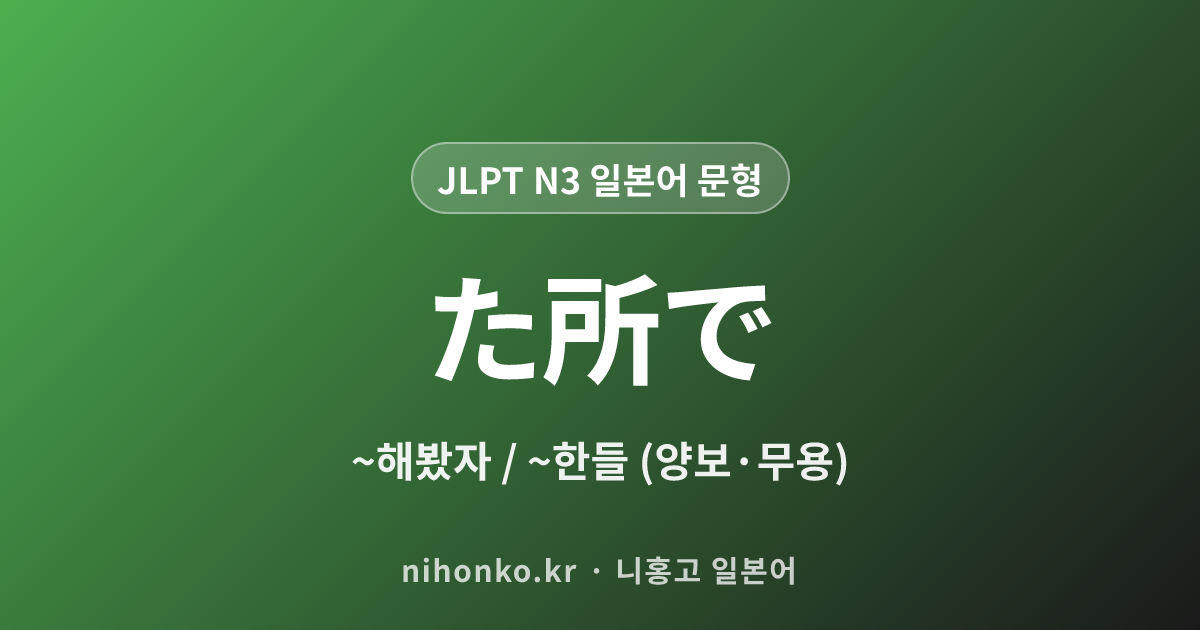 た所で - JLPT N3 일본어 문법 문형