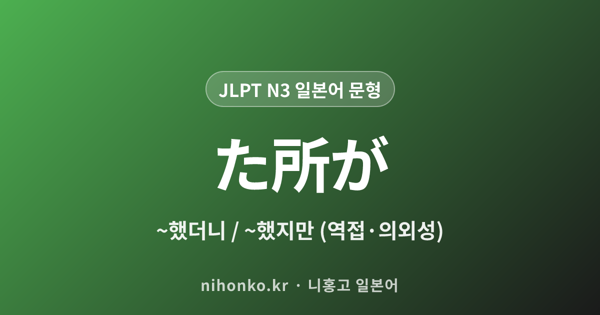 た所が - JLPT N3 일본어 문법 문형