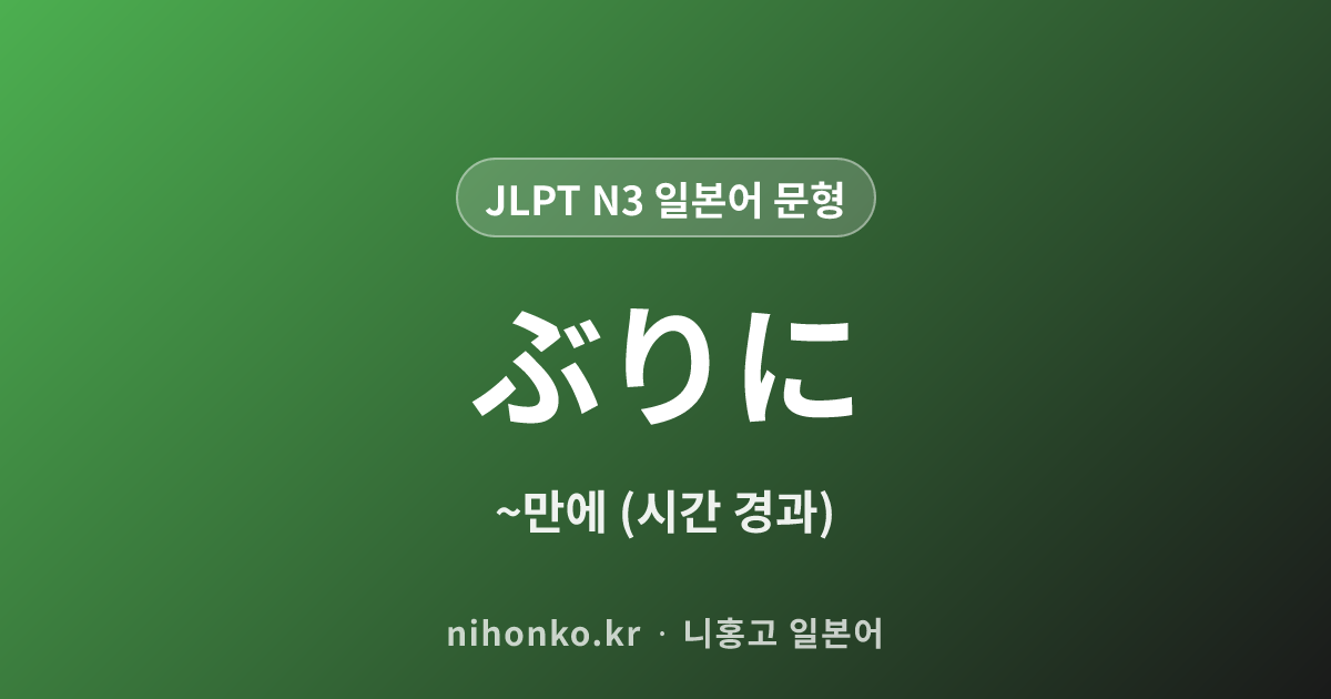 ぶりに - JLPT N3 일본어 문법 문형