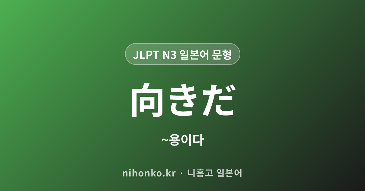 向きだ - JLPT N3 일본어 문법 문형