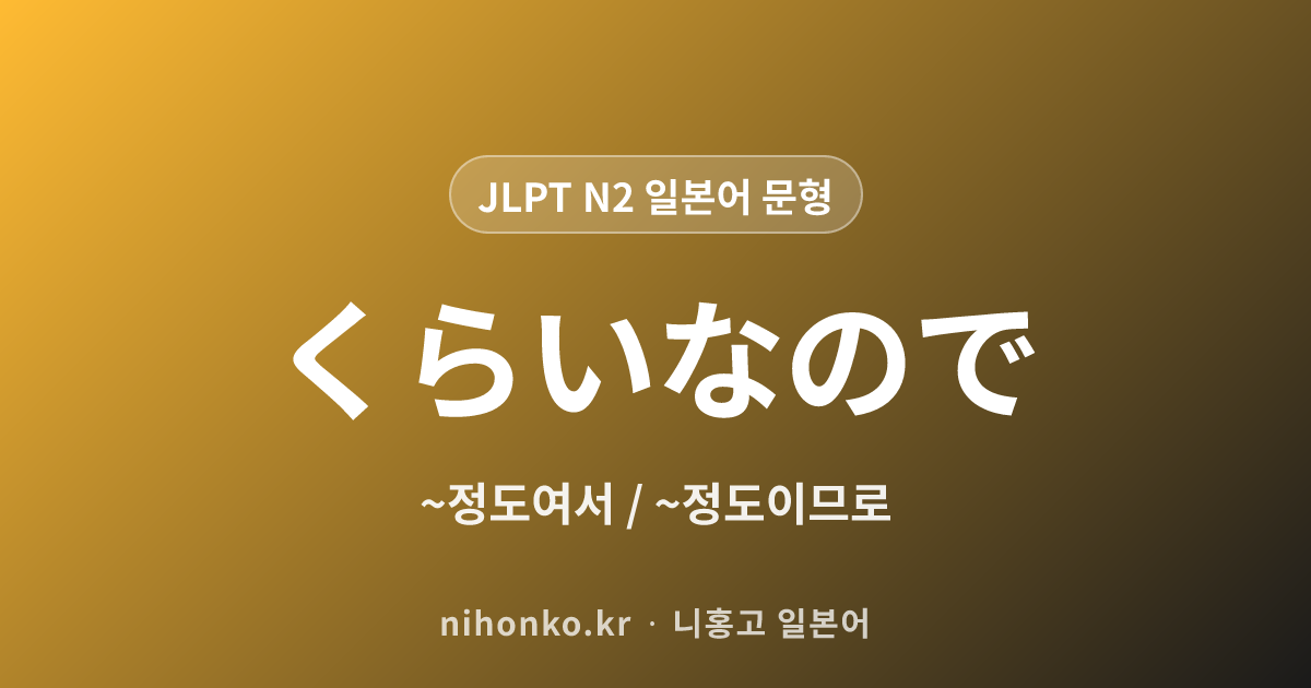 くらいなので - JLPT N2 일본어 문법 문형
